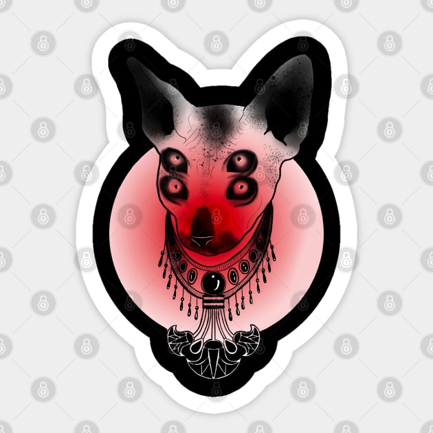 Adri Psycho Doll - Cat in red Sticker by Nana Moonish